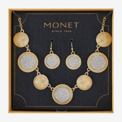 Monet Jewelry Two Tone Collar Necklace And Drop Earring 2-pc. Round Jewelry Set