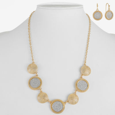 Monet Jewelry Two Tone Collar Necklace And Drop Earring 2-pc. Round Jewelry Set