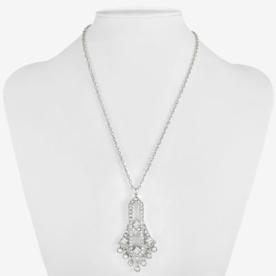 Monet Jewelry Timless Silver Tone Womens Glass 17 Inch Pendant Necklaces