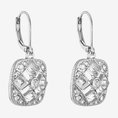 Monet Jewelry Timless Silver Tone Glass Drop Earrings