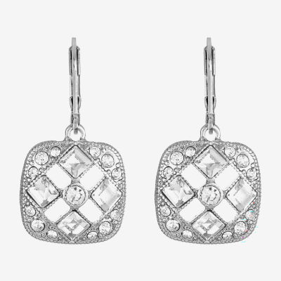 Monet Jewelry Timless Silver Tone Glass Drop Earrings