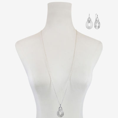 Liz Claiborne Open Work Pendant Necklace And Drop Earring 2-pc. Jewelry Set