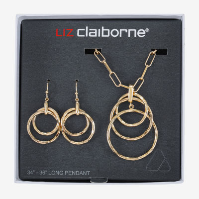 Liz Claiborne Pendant Necklace And Drop Earring 2-pc. Round Jewelry Set