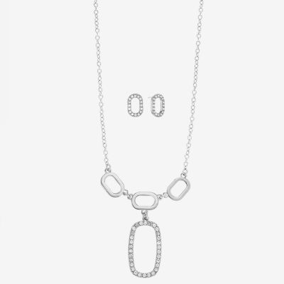 Liz Claiborne Y Necklace And Stud Earring Glass Gold Tone 2-pc. Jewelry Set