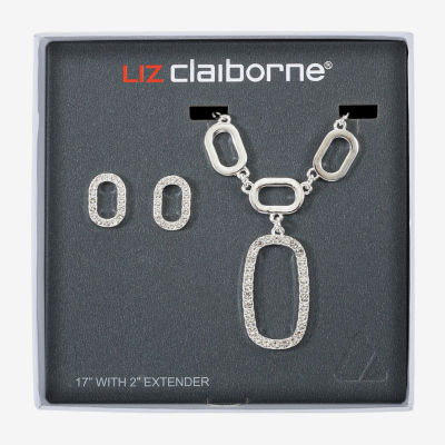 Liz Claiborne Y Necklace And Stud Earring Glass Gold Tone 2-pc. Jewelry Set
