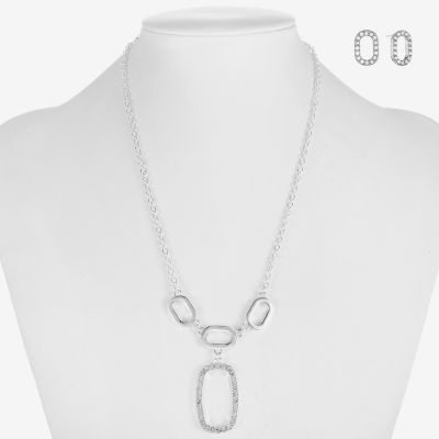 Liz Claiborne Y Necklace And Stud Earring Glass Gold Tone 2-pc. Jewelry Set