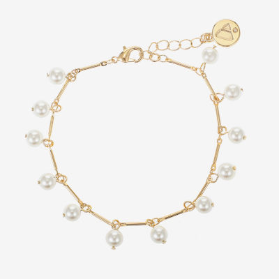 Liz Claiborne Gold Tone Simulated Pearl Round Strand Bracelets