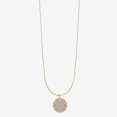 Monet Jewelry Gold Tone Womens Glass Zinc Round Pendant Necklaces