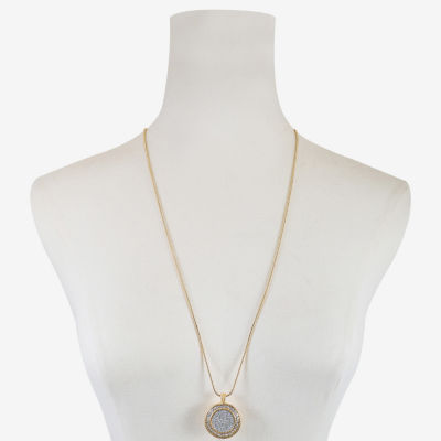 Monet Jewelry Gold Tone Womens Glass Round 30 Inch Pendant Necklaces