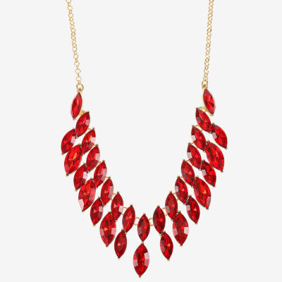 Monet Jewelry Womens Red 18 Inch Statement Necklace