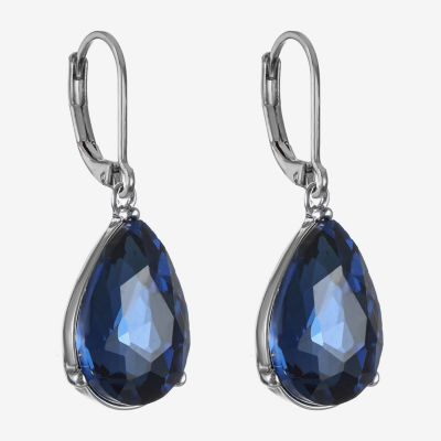 Monet Jewelry Womens Red Glass Marquise Drop Earrings