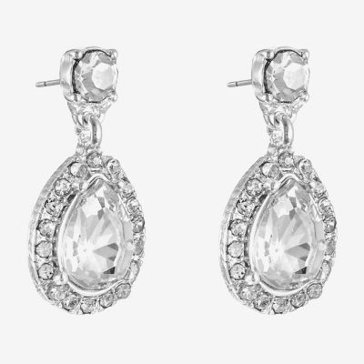 Monet Jewelry Timeless Silver Tone Womens Glass Hypoallergenic Drop Earrings