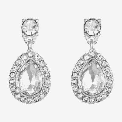 Monet Jewelry Timeless Silver Tone Womens Glass Hypoallergenic Drop Earrings