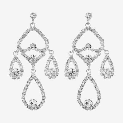 Monet Jewelry Silver Tone Glass Chandelier Earrings