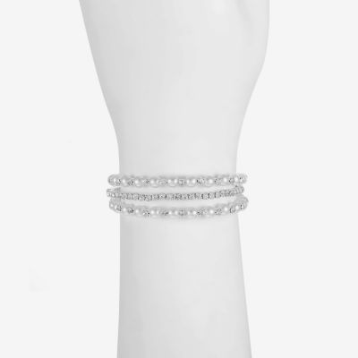 Monet Jewelry Timeless Silver Tone Womens Glass Cuff Bracelet