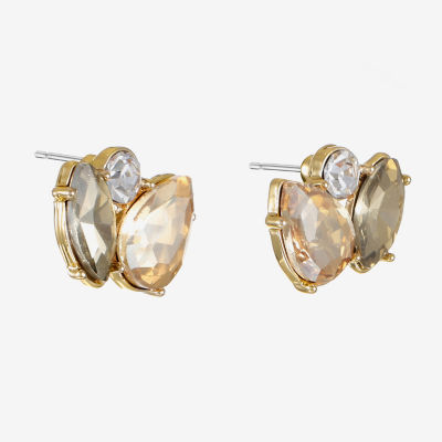 Monet Jewelry Gold Tone Brown Glass 10mm Round Marquise Stud Earrings