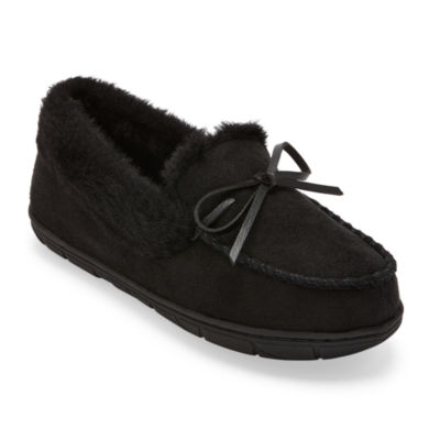 St. John's Bay Faux Fur Moccassin Womens Moccasin Slippers