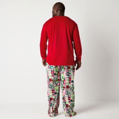 North Pole Trading Co. Mens Big Microfleece Crew Neck Long Sleeve 2-pc. Pant Pajama Set