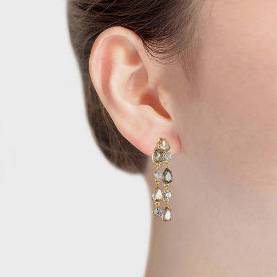 Monet Jewelry Gold Tone Womens Brown Glass Round Marquise Hypoallergenic Chandelier Earrings