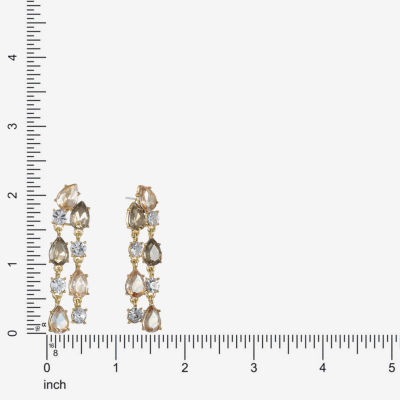 Monet Jewelry Gold Tone Womens Brown Glass Round Marquise Hypoallergenic Chandelier Earrings