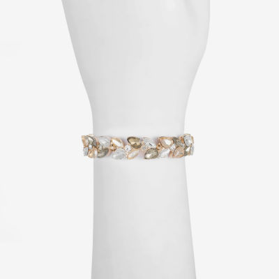 Monet Jewelry Gold Tone Womens Brown Glass Round Marquise Bangle Bracelet