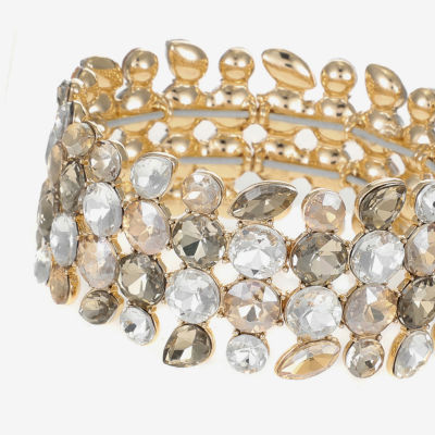 Monet Jewelry Gold Tone Glass Round Stretch Bracelet