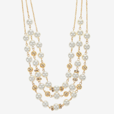 Monet Jewelry Glass Simulated Pearl 19 Inch Rolo Round Strand Necklace