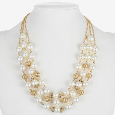 Monet Jewelry Glass Gold Tone Strand Necklace