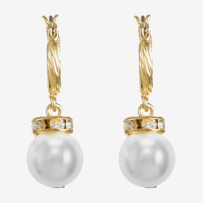 Monet Jewelry Glass Simulated Pearl Round Drop Earrings