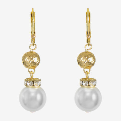 Monet Jewelry Glass Simulated Pearl Round Drop Earrings