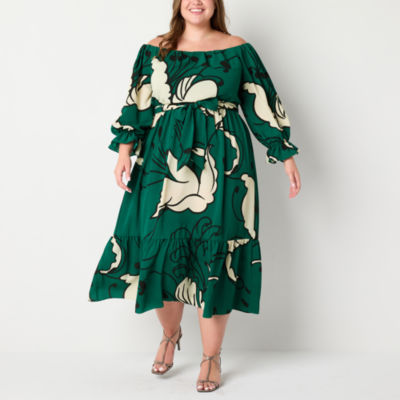 Home | Premier Amour Off The Shoulder Womens Long Sleeve Floral Fit + Flare  Dress Plus at Plaza Las Americas in San Juan, PR