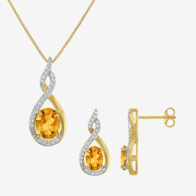 Lab Created Yellow Citrine 14K Gold Over Silver 2-pc. Jewelry Set