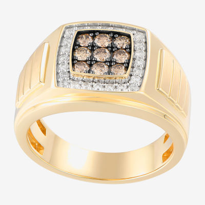 Mens 3/4 CT. T.W. Natural Multi Color Diamond 10K Gold Fashion Ring