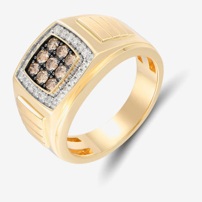 Mens 3/4 CT. T.W. Natural Multi Color Diamond 10K Gold Fashion Ring