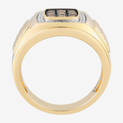 Mens 3/4 CT. T.W. Natural Multi Color Diamond 10K Gold Fashion Ring