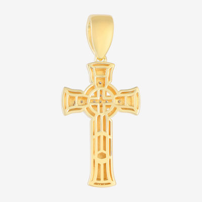 Mens 1/8 CT. T.W. Natural White Diamond Sterling Silver Cross Pendant