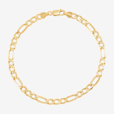 14K Gold Inch Solid Figaro Chain Bracelet