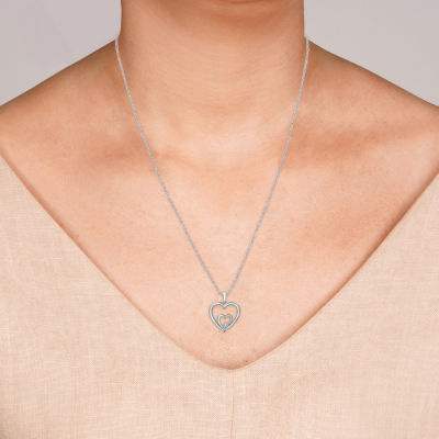 Yes, Please! Womens Diamond Accent Natural White Diamond Sterling Silver Heart Pendant Necklace