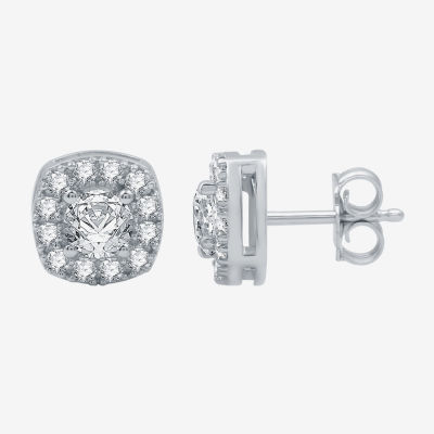 Yes, Please! Lab Created White Sapphire Sterling Silver 8.5mm Cushion Stud Earrings