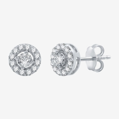 Yes, Please! Lab Created White Sapphire Sterling Silver 9mm Round Stud Earrings