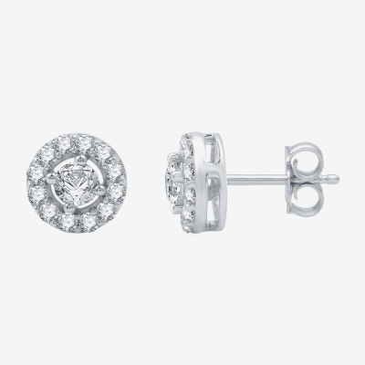 Yes, Please! Lab Created White Sapphire Sterling Silver 9mm Round Stud Earrings