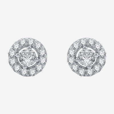 Yes, Please! Lab Created White Sapphire Sterling Silver 9mm Round Stud Earrings