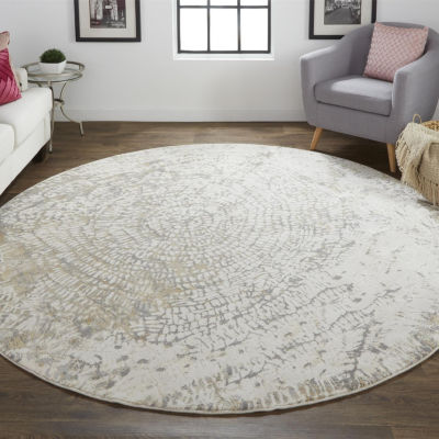 Weave And Wander Parker Abstract Machine Made Indoor Round Area Rug