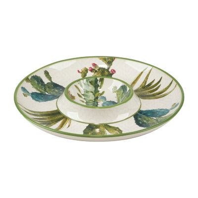 Certified International Cactus Verde Earthenware Chip + Dip Set