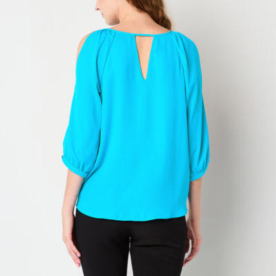 Brannan Womens Round Neck 3/4 Sleeve Blouse