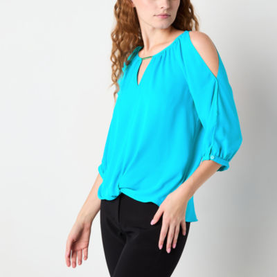 Brannan Womens Round Neck 3/4 Sleeve Blouse