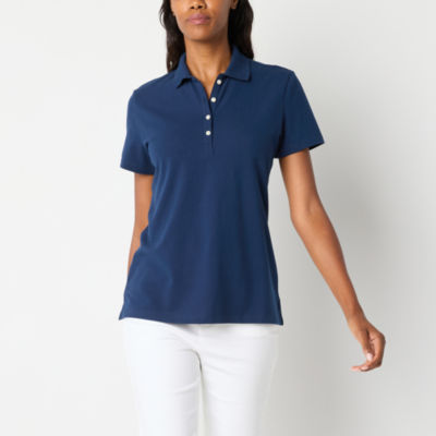 St. John's Bay Womens Short Sleeve Polo Shirt