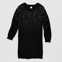 Thereabouts Little & Big Girls Long Sleeve Sweater Dress, Medium (10-12), Black