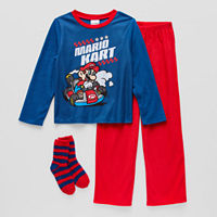 Little & Big Boys 3-pc. Super Mario Pajama Set, 4, Red