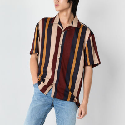 Arizona Mens Short Sleeve Striped Camp Shirt